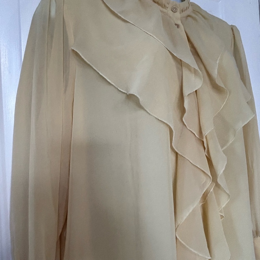 Dialogue Yellow Ruffle Front Blouse - Picture 3 of 7